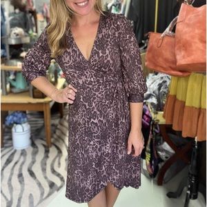 Plum Leopard Wrap Dress with a Suede Feel 
(5’2; Modeling the Small)